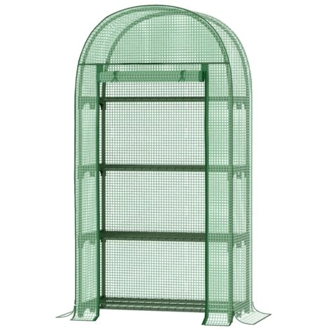 Serre de balcon à 4 niveaux avec porte enroulable, serre potagère avec structure en acier et bâche en PE, pour plantes, légumes, fleurs, fruits, anti-UV, 80 x 50 x 160 cm, verte