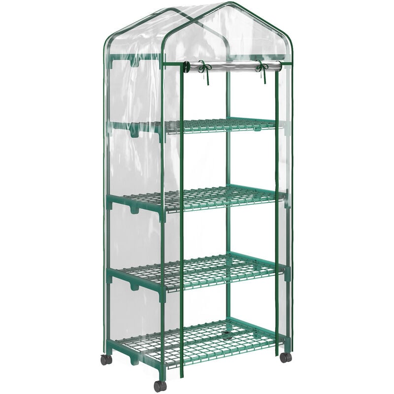 MH - Serre de balcon à roulettes stomy verte et transparente