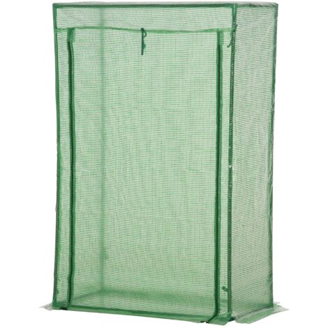 Serre de balcon en acier avec bâche PE renforcée, porte zippée enroulable, 100x50x150 cm, vert
