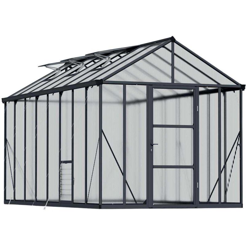 Palram - Serre de jardin en aluminium gris et polycarbonate Glory 12.2m²
