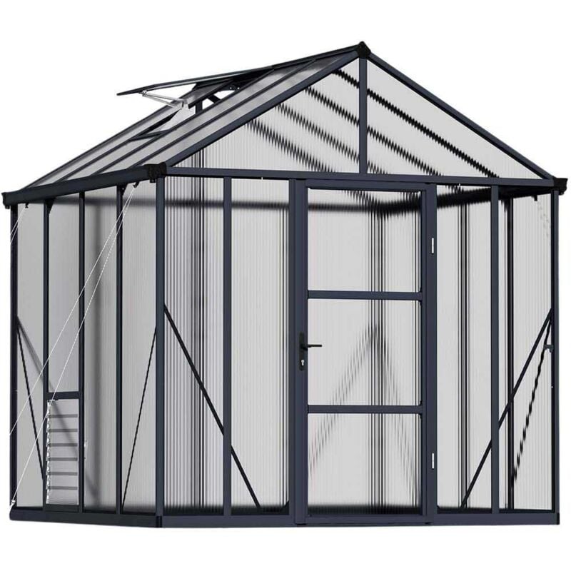 Palram - Serre de jardin en aluminium gris et polycarbonate Glory 6.2m²