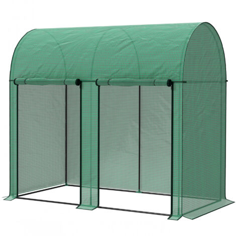 Serre de jardin 2 m² pour tomates, 2 portes zippées enroulables, acier PE haute densité anti-UV, 2 x 1 x 1,78 m vert