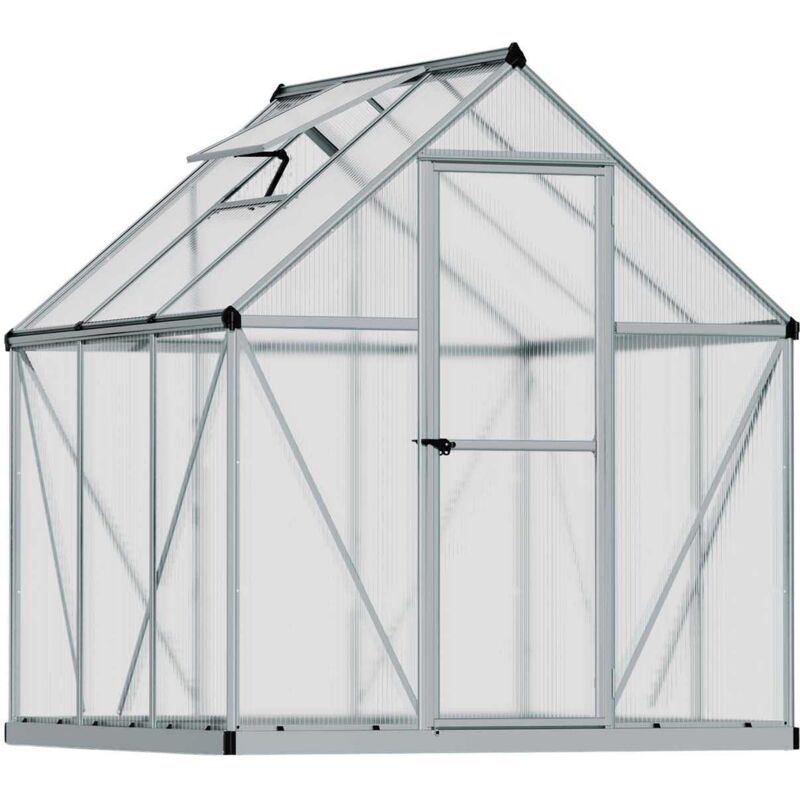 Palram - Serre de jardin en aluminium argent et polycarbonate Mythos 3.4m²