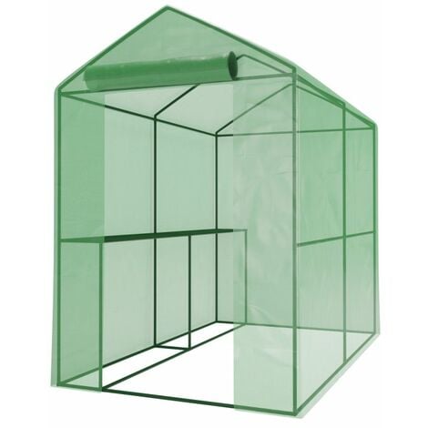 EUROSPEN Serre de Jardin 2m² - bâche armée - avec étagères et porte zipée