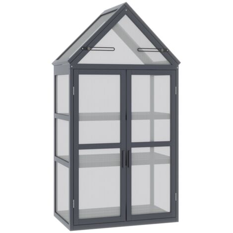 Serre-de-jardin-3-etages-bois-avec-double-portes-et-toit-ouvrant-70,5x42x132cm