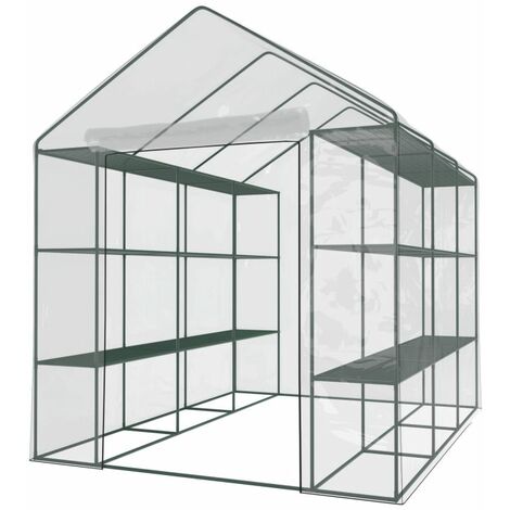 Serre de Jardin 4m² - avec étagères et porte zipée - Transparent