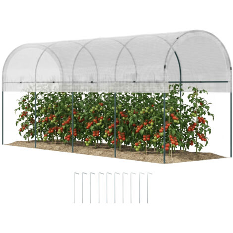 Serre de jardin 4m x 1,20m x 1,70m pour tomates - 5 arceaux acier galvanisé - bâche PE - Tunnel de culture résistant