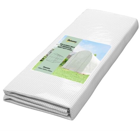 Serre de jardin 4x2 m, bâche imperméable avec porte, 8 fenêtres, anti-UV, polyéthylène blanc résistant à la déchirure