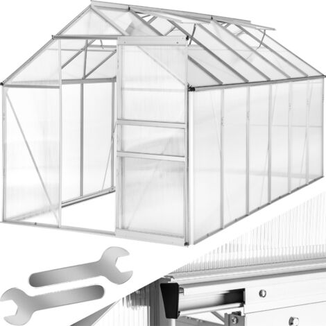 Tectake – Serre de jardin polycarbonate 375x185x195cm – Aluminium anodisé résistant aux UV – Surface 6,93 m² – Volume 11,13 m³