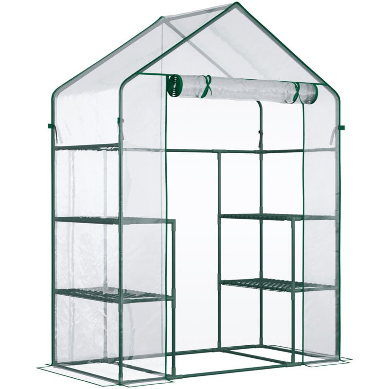 Serre de jardin 6 étagères acier thermolaqué pvc transparent vert
