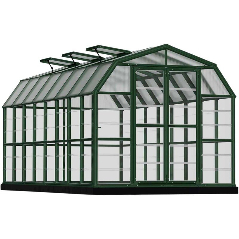 Palram - Serre de jardin en aluminium vert et polycarbonate Grand Gardener 13.5m²