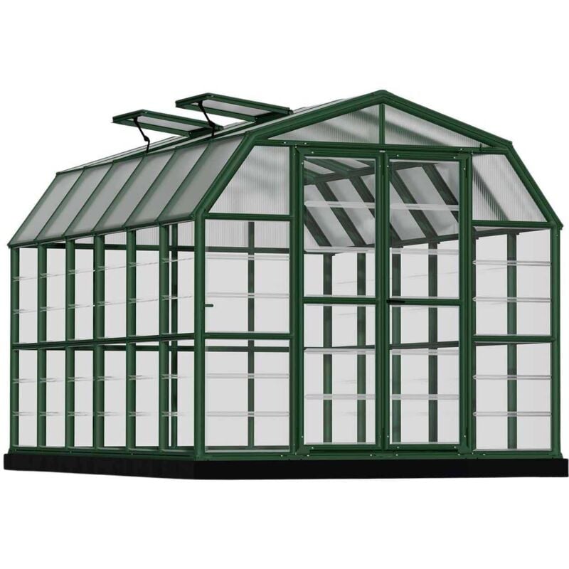 Palram - Serre de jardin en aluminium vert et polycarbonate Grand Gardener 10.3m²
