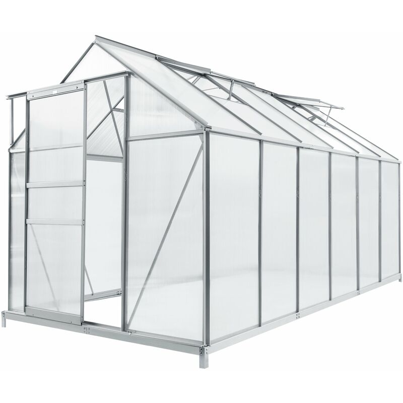Serre de jardin à porte coulissante en polycarbonate 7,03 m²