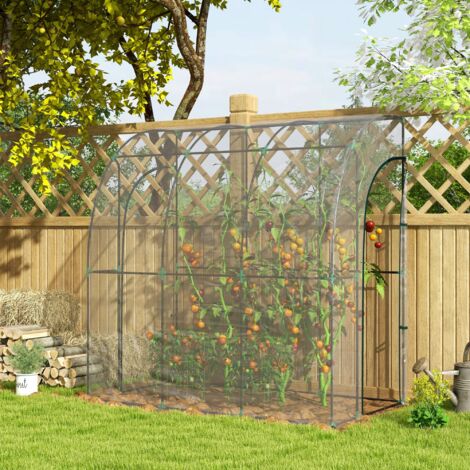 Serre de jardin adossée. serre de balcon. bâche renforcée PVC. 2 portes enroulables. 214 x 118 x 212 cm. transparent