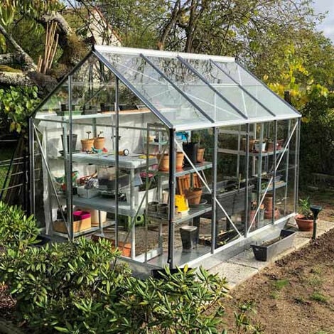 Serre de jardin Allium 4.90 m², Couleur Aluminium - Aluminium