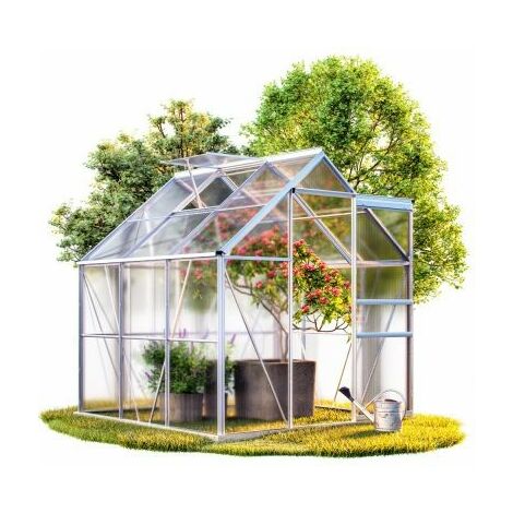 Serre de jardin Aluminium 190 x 190 x 195cm avec lucarne