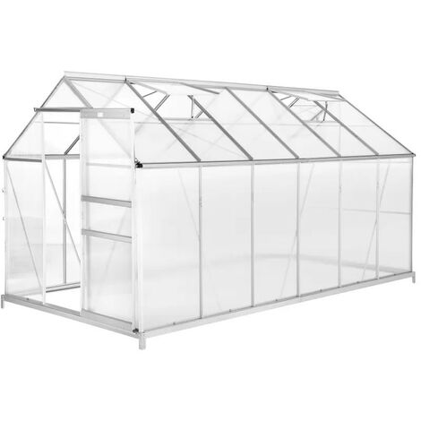 Serre de jardin Aluminium 375 x 185 x 195 cm avec Fondations