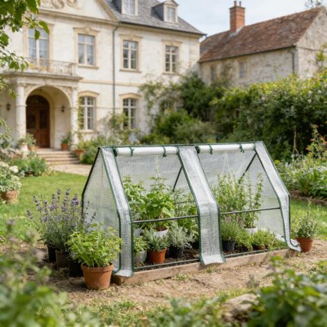 Serre de jardin avec fenêtres zippées, polyéthylène et acier galvanisé, 180x90x90 cm