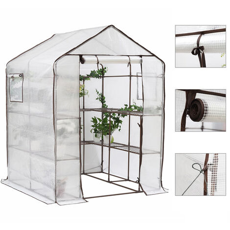 Serre de Jardin avec Porte Tunnel Chauffage Balcon Adossée Blanc