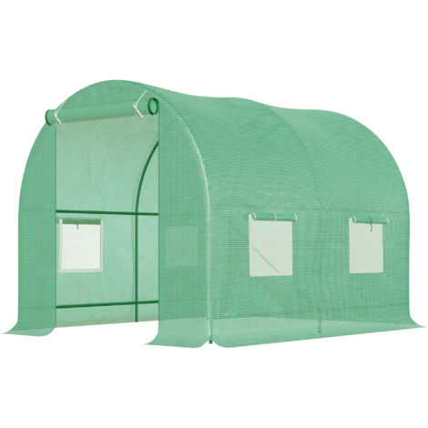Serre de Jardin avec Structure en Acier et 4 Fenêtres en PE 2,5x2x2 m, Vert