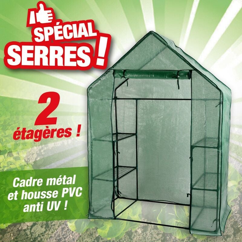 Edco - Serre de jardin avec étagères, dimensions 143 x 73 x 195cm