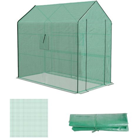Serre de jardin Bâche de remplacement pour serre de jardin 140 x 213 x 190 cm avec fenêtre, porte anti-UV pour le jardin - Vert