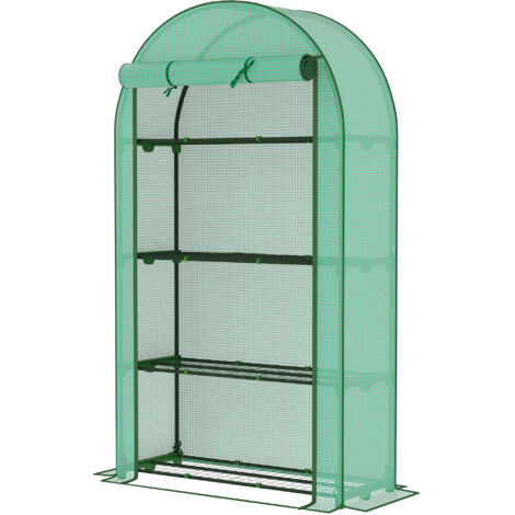 Serre de jardin balcon 4 étagères, bâche PE légumes plantes, 105x45x160 cm, vert