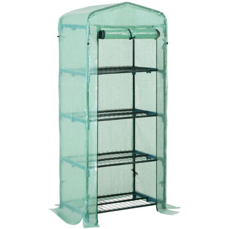 Serre de jardin balcon étagère serre 4 niveaux 0,7L x 0,5l x 1,6H m acier galvanisé bâche amovible PE haute densité vert - Vert