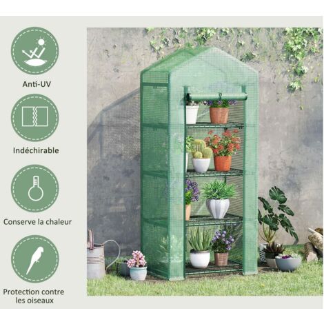 Serre de Jardin Balcon étagère Serre 4 Niveaux  69L x 49l x 155H cm