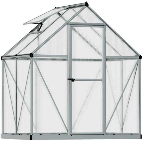Serre de jardin en aluminium argent et polycarbonate Mythos 2.3m²