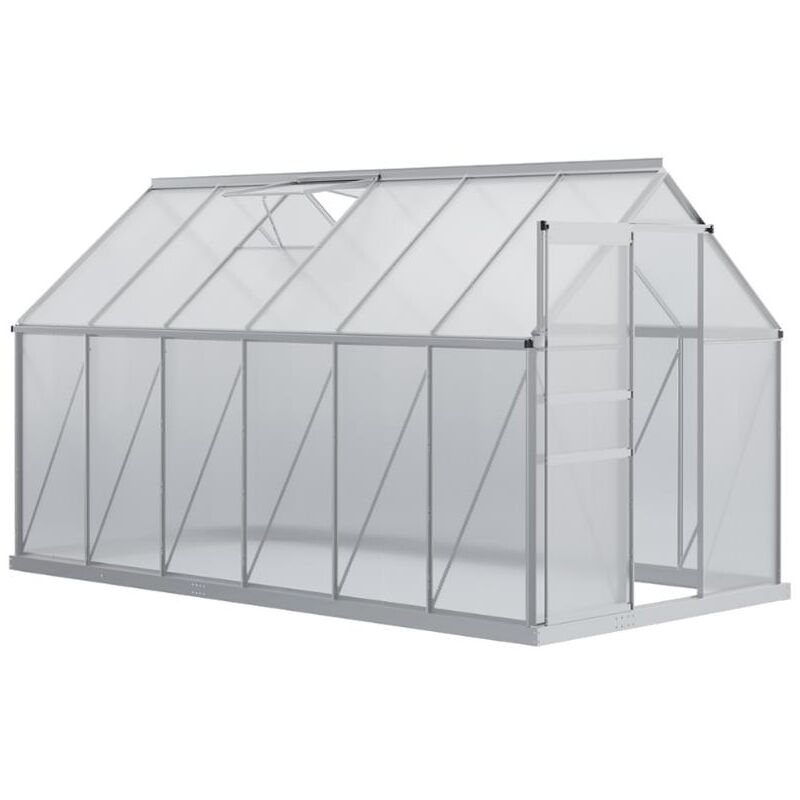 Serre de jardin en aluminium et polycarbonate + fondation 370 x 190 x 195 cm