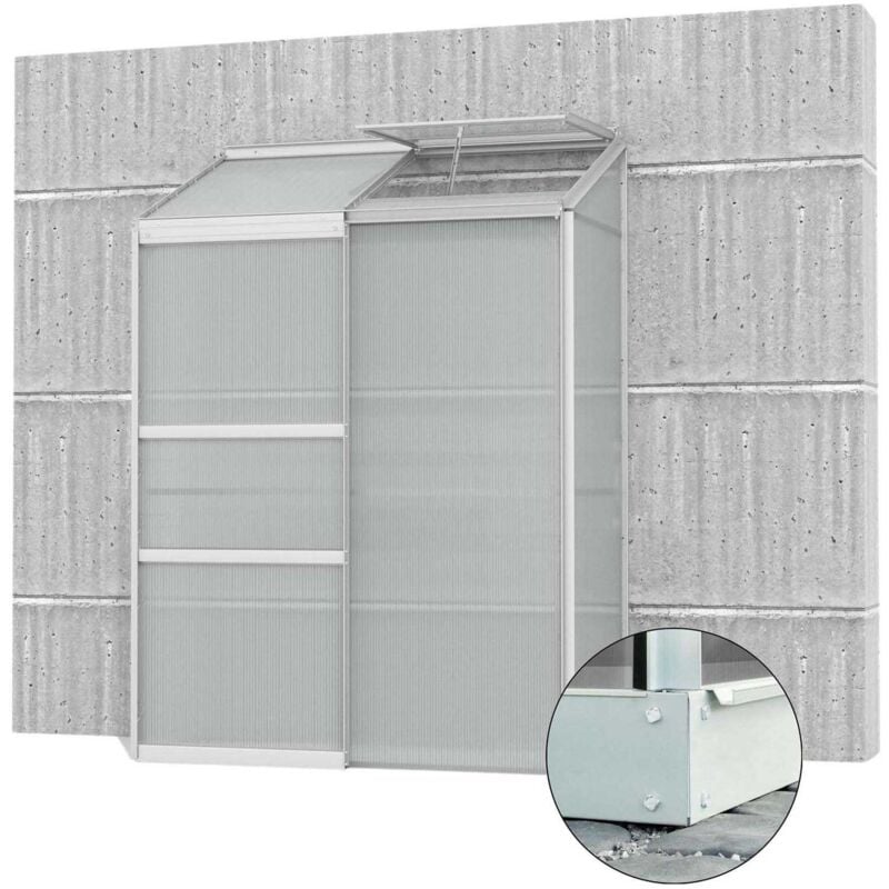 Serre de jardin en polycarbonate 4 mm et aluminium anodisé avec embase Ida 66.8 x 130.6 x 182.30 cm