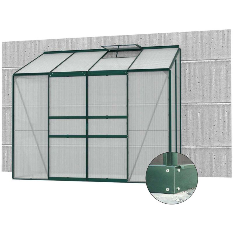 Serre de jardin en polycarbonate 4 mm et aluminium vert emeraude avec embase Ida 131. x 255.00 x 222.00 cm