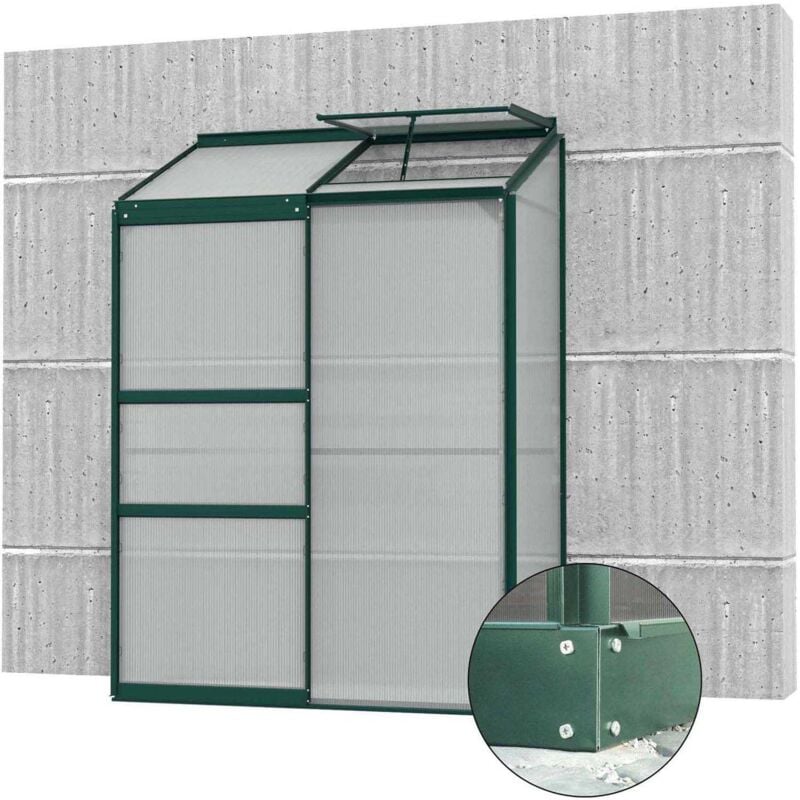 Serre de jardin en polycarbonate 4 mm et aluminium vert emeraude avec embase Ida 68.8 x 130.60 x 182.30 cm
