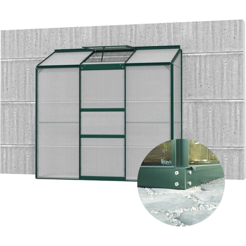Serre de jardin en polycarbonate 4 mm et aluminium vert emeraude avec embase Ida 68.8 x 192.80 x 182.30 cm