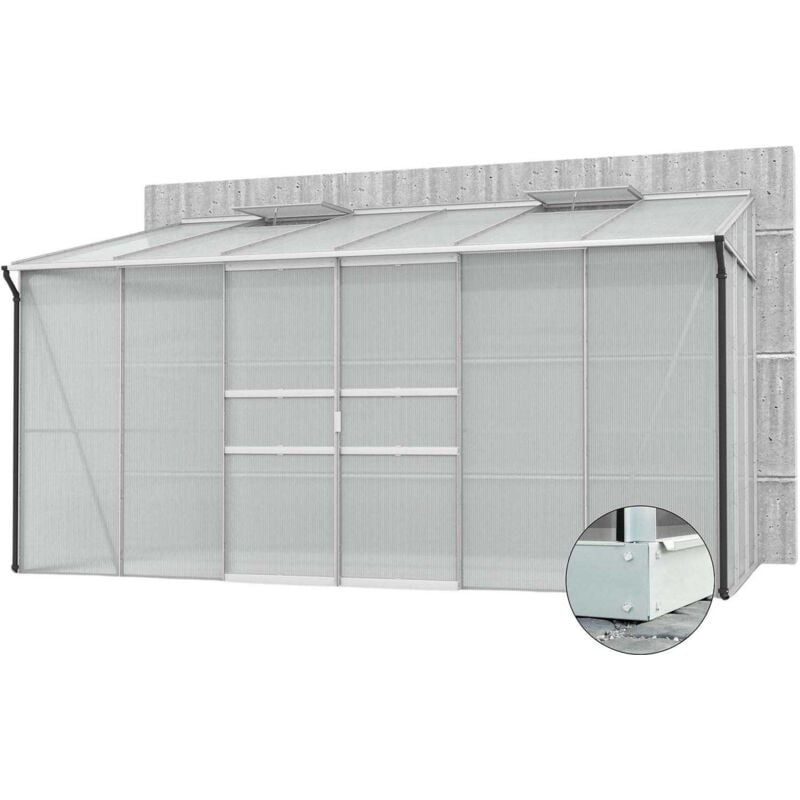 Serre de jardin en polycarbonate 6 mm et aluminium anodisé avec embase Ida 201.40 x 386.50 x 220.80 c m