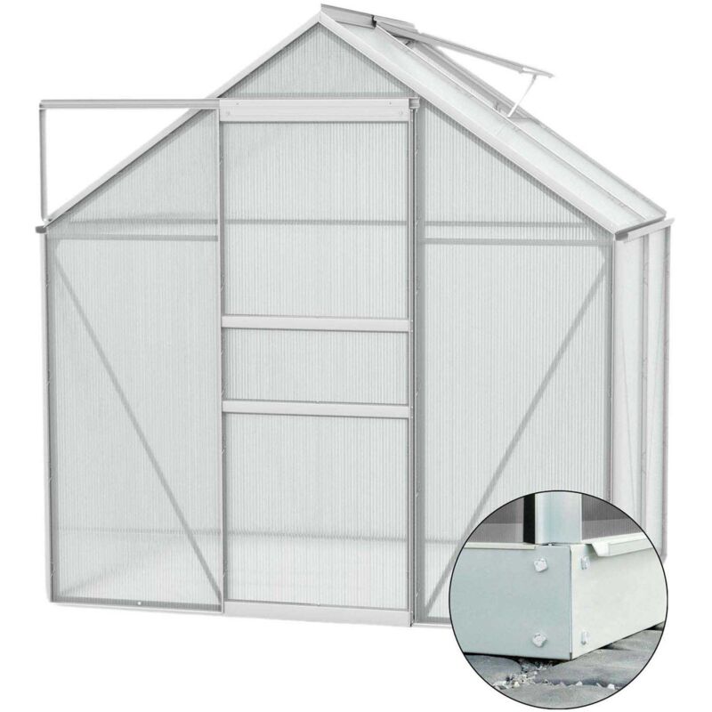 Serre de jardin en polycarbonate 6 mm et aluminium anodisé avec embase Venus Longueur de 195 cm