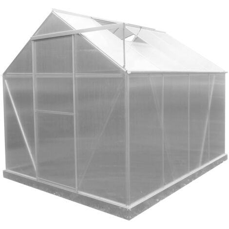 Serre de Jardin en Polycarbonate/Aluminium Lunada - 4,82 m² 249x193x190 cm avec Base 4 Modules