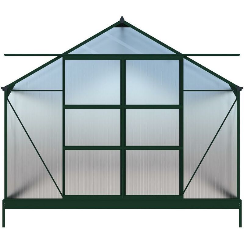 Vente-unique - Serre de Jardin en polycarbonate de 16,8 m² avec embase - Vert - IXORA - Vert Sapin