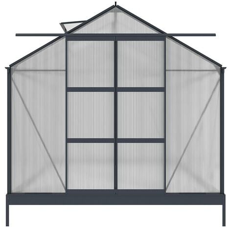 Serre de Jardin en polycarbonate de 9 m² avec embase - Anthracite - COROLLE II