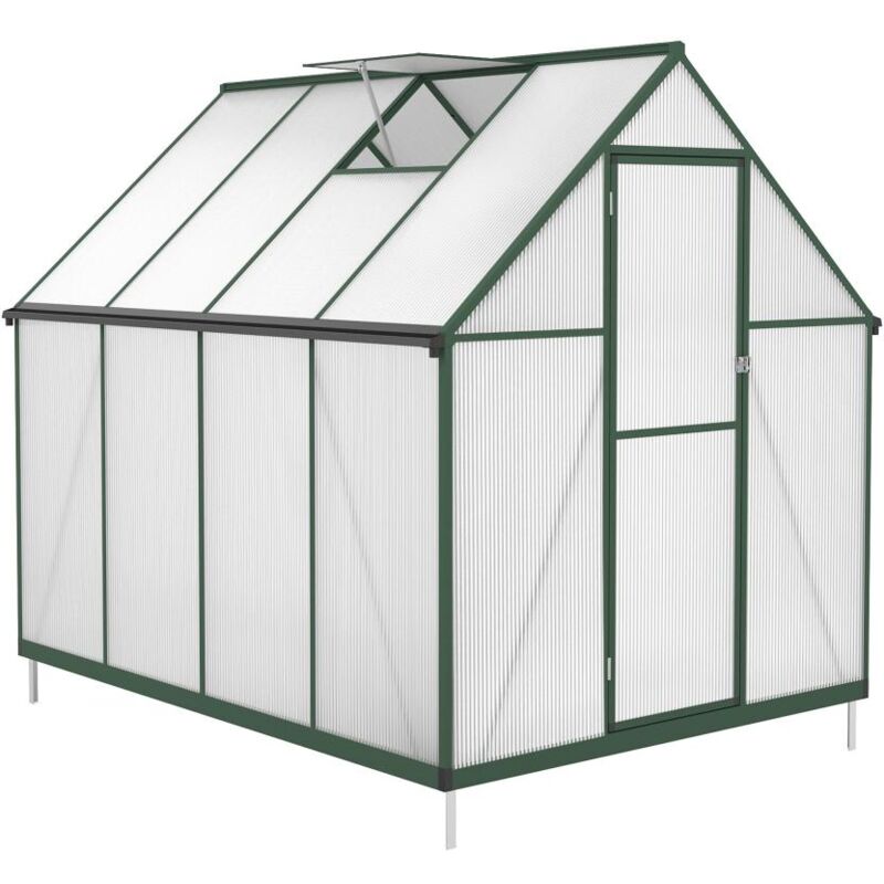 Serre de jardin en polycarbonate et aluminium - 4 m² - Vert - astelia