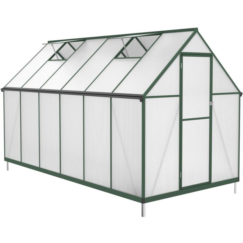 Serre de jardin en polycarbonate et aluminium - 6 m² - Vert - astelia