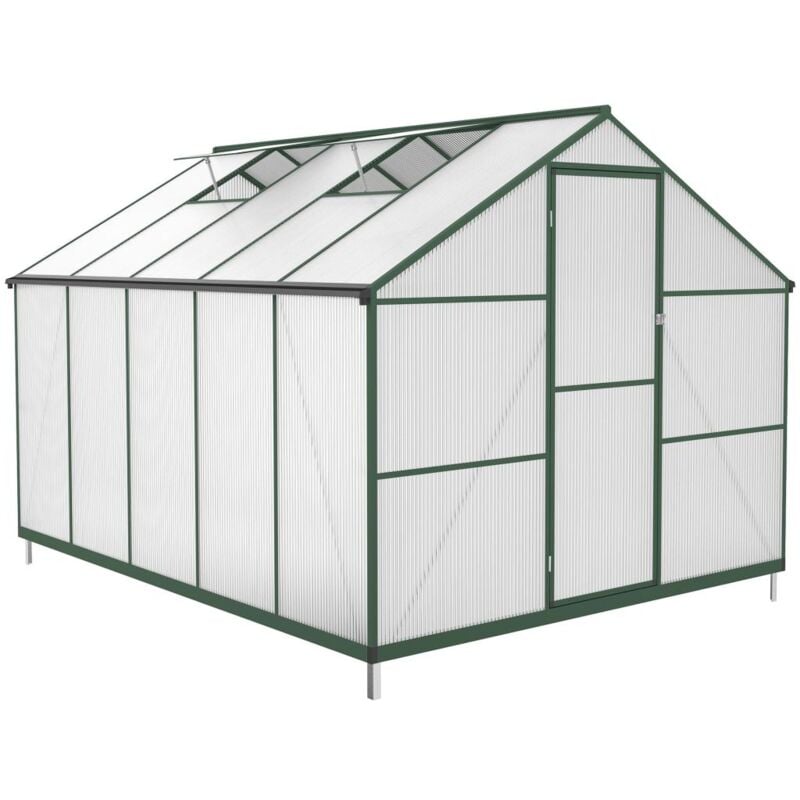 Serre de jardin en polycarbonate et aluminium - 7,48 m² - Vert - astelia