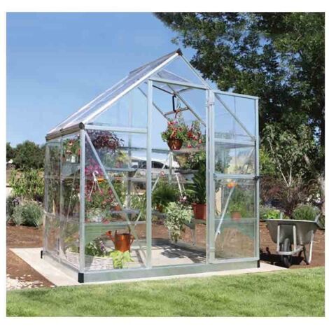 Serre de jardin en polycarbonate Harmony  2,33 m², Couleur Argent, Ancrage au sol Oui