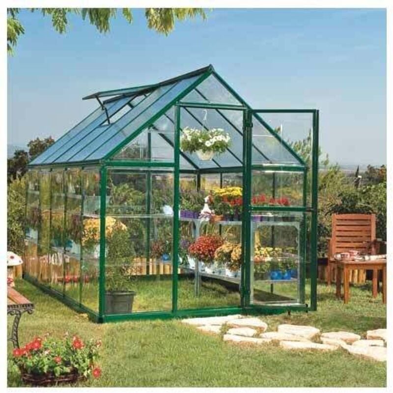 Palram-canopia - Serre de jardin en polycarbonate Hybrid 5,66 m², Couleur Vert, Ancrage au sol Oui