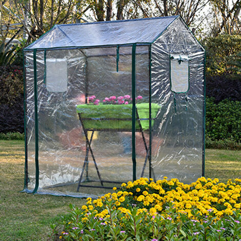 Serre de jardin en PVC 86x126x150cm avec étagères Plantes Maison Isolation Cabanon Jardin Tente d'hiver Couverture chaude (y compris le support en fer), y compris le cadre pratique