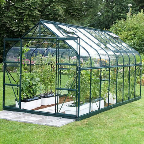 Serre de jardin en verre trempé ALOÉ 12.90 m² - vert