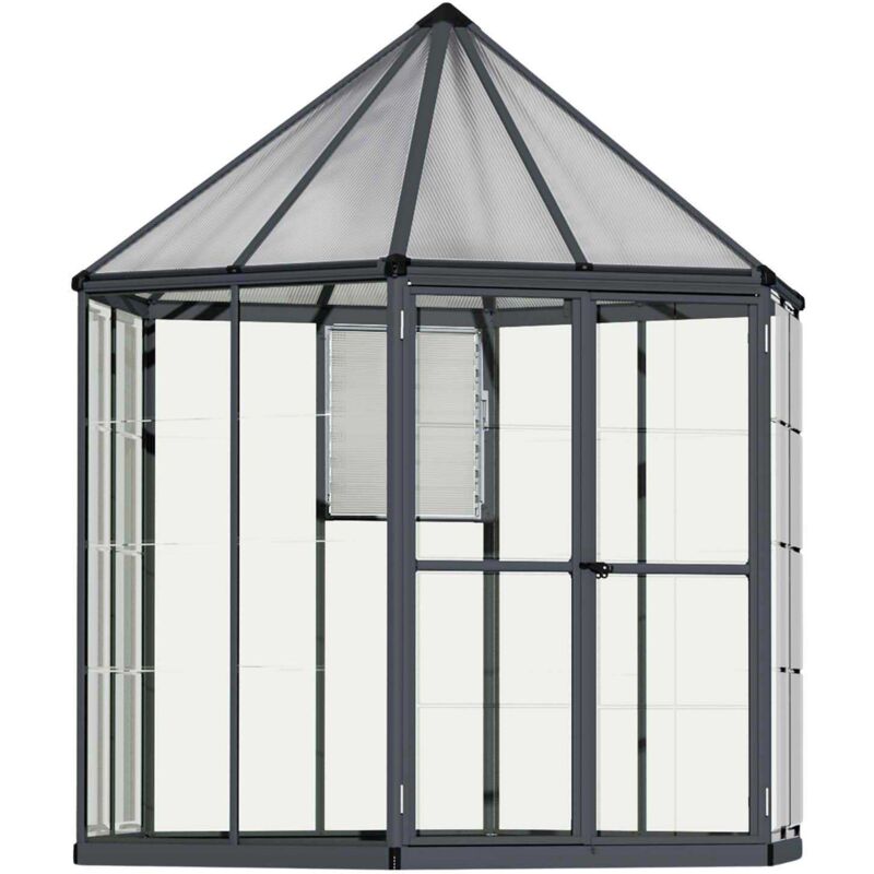 Palram - Serre de jardin hexagonale en aluminium et polycarbonate Oasis 4m²