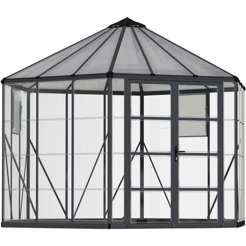 Palram - Serre de jardin hexagonale 8.6m² gris 705239