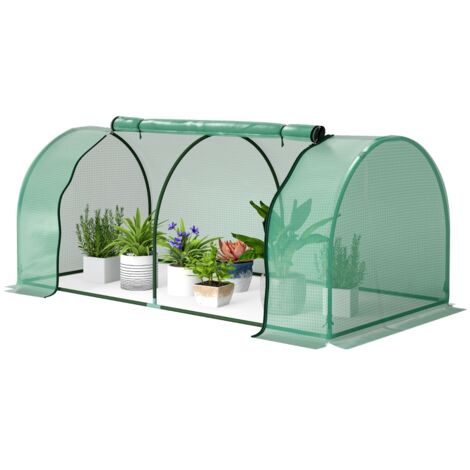 Serre de jardin mini serre serre à tomates 2 x 1 x 0,8 m porte zippée bâche PE acier vert